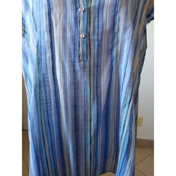 Cocomo Womens Blouse XL Blue Striped Flutter Sleeve Office Career Casual - Picture 8 of 15